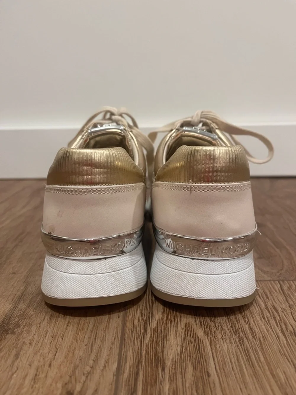 Michael Kors MK Allie Gold Silver Trainer Sneakers